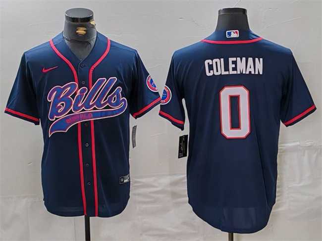 Men%27s Buffalo Bills #0 Keon Coleman Navy With Patch Cool Base Stitched Baseball Jersey->buffalo bills->NFL Jersey